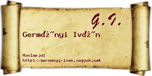 Germányi Iván névjegykártya